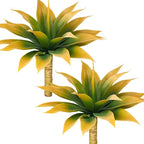 Artificial Agave Plants,Large UV Resistant Fake Agave Planters for Indoor and Outdoor Decorating Tropical Plant Succulents Greenery Indoor Decor (2Pack,18" Yellow)