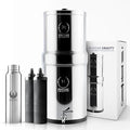 Gravity Water Filter System 2.25 Gallons NSF Certified - AISI 304 Stainless Steel Countertop Water Filtration with 2 Smart (Black) Carbon Filter Elements & Stainless Steel Water Spigot