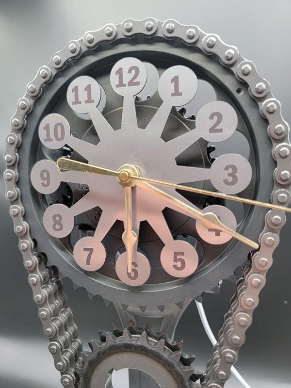 Chevrolet Small Block V8 Rotating Gear Clock – Stainless Steel Timing Chain Desk Clock by Clock9Nine, Chevy Truck Garage Decor, Muscle Car Gift, Hot Rod Man Cave Collectible, Car Show Trophy