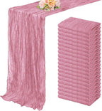 20 Pack Dusty Rose 10FT Cheesecloth Table Runner 20 x 120 Inch Long Rustic Gauze Fabric Cheese Cloth Table Runner for Wedding Bridal Baby Shower Table Decorations Boho Sheer Birthday Party Table Decor