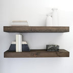 Modern Floating Shelves 3 Inches Thick for Wall, Wide Shelves for Kitchen, Living Room, Bedroom, and Bathroom, Natural Pine Wood, Rustic Wooden Shelf, (Set of 2) (Jacobean, 36Lx3Hx6D)