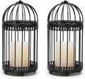 NUPTIO Black Decorative Bird Cage: Birdcage Hanging Lantern for Pillar Candles - Vintage Bird Cages Candle Holders for Halloween Christmas Table Centerpiece 7.7 Inch H