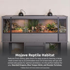 New Age Pet ECOFLEX 60-Inch Mojave Reptile Lounge in Grey- Durable, Moisture-Resistant Wood Plastic Composite Habitat with Vented Side Panels, Removable Sliding Glass Doors & Lock
