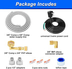 Dishwasher Installation Kit - 6 FT Stainless Steel Dishwasher Hose with 3/8" Compression Connections,Food Grade PEX Inner Tube Dishwasher Water Supply Line with Elbows,Adapters and 6 FT Power Cord