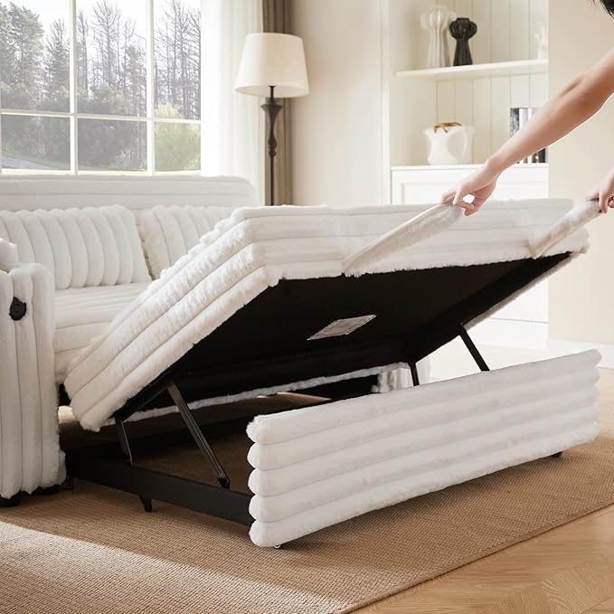 57-Inch Velvet Full Size Sleeper Sofa Couch with Pullout Bed,Convertible Pull Out with Golden Decorative Strip and Adjustable Backrest for Small Spaces,Apartment, Guest Room, RV (1109White)