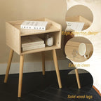MaxSmeo Nightstand, Mid Century Modern Side Table Bedroom with Storage, Small End Bedside Table with Solid Wood Legs for Living Room, Office Small Spaces (Natural)