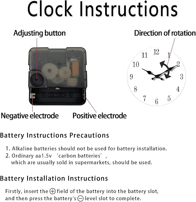 Round Marble Battery Wall Clock Modern 14 Inch White Minimalist Wall Clock for Kitchen Quartz Glass Slient Clock for Wall