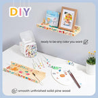 Picture Ledge Shelf for Wall, 16 inch Solid Pine Wood Nursery Book Shelves 2 Packs, Floating Ledge Shelves for Kids' Room Bedroom Bathroom Living Room Photo Frames Office Nursey Wall Decor, Natural