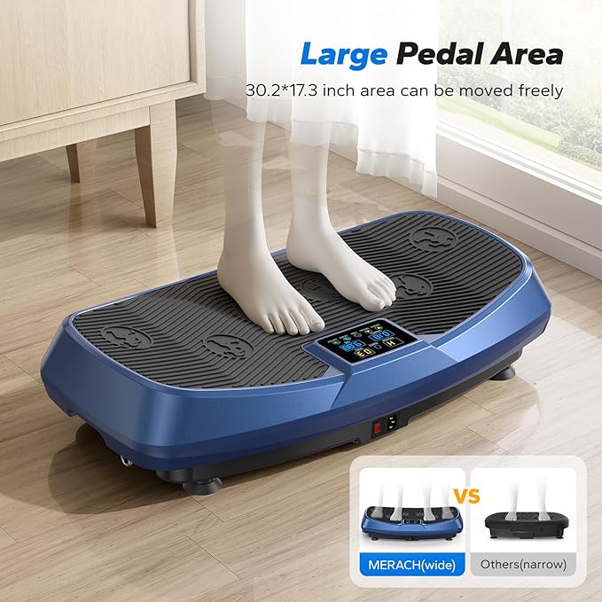 MERACH Vibration Plate Exercise Machine, 3D & 4D Vibration Plate with 2 Tension Ropes LED Display, Whole Body Vibration Platform for Women Men, Exercise Equipment for Home