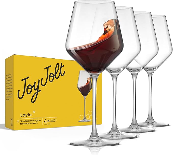 JoyJolt Layla Italian Red Wine Glasses, Set of 4, 17 oz Clear – Made in Europe