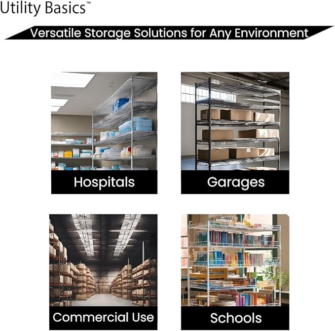48"x24"x72" Black 5-Tier Premium Wire Shelving NSF 4000 LBS MAX Capacity Heavy Duty Steel Storage Rack for Warehouses, Garages, Hospitals, Commercial Spaces, & Schools w/Premium Wheels