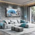 ZUITINGHUA Black Framed Canvas Wall Art For Living Room Wall Decor For Bedroom Office Wall Decoration Blue Tree Landscape Painting Black And White Picture Artwork Room Aesthetic Home Decor 20x40 In