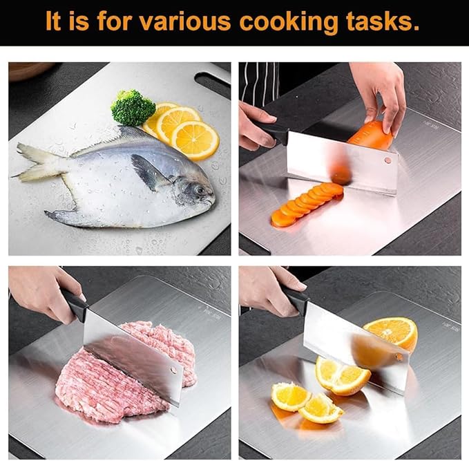 Titanium Cutting Boards for Kitchen - 100% Pure Titanium Cutting Board - Double Sided Food Grade Quality Cutting Boards - Easy to Clean and Store (18"L x 12"W)