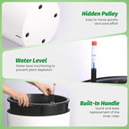 Tall Round Planter Set of 2, 19.5‘’ H x 19.9" Dia Large Planters for Indoor Plants with Built-in Drainage and a Water Level Monitor and Wheels for Patio, Porch, Living Room, or Home Office, White