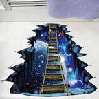 Quanhaigou Blue Galaxy Bridge Wall Sticker,3D Outer Space Decorations Decal for Home Decor Kids Bedroom Large