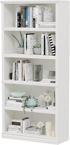 70-Inch Tall White Bookcase, 5 Tiers Shelves Open Storage Bookshelf, 33 in Wide Anti Tipping Indoor Furniture, Book Cases for Home Library Office Bedroom School