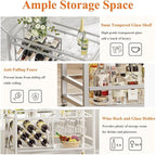 FATORRI Bar Cart Silver, Bar Carts for The Home, Home Bar Serving Carts for Liquor, Rolling Wine Cart with 3 Tier Mirrored Shelves on Wheels for Alcohol and Beverage (Silver)