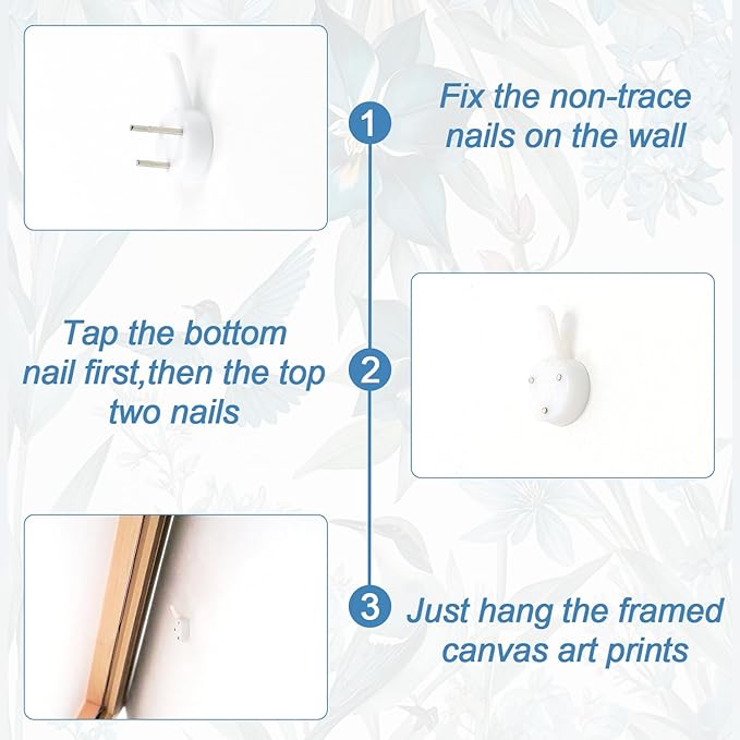 Aurlan Vintage Blue Birds and Botanical Framed Wall Art(24"x36"), 3PCS Classic Chinoiserie Audubon Bird Canvas Artwork, Large Abstract Watercolor Flowers Floral Home Decor for Bedroom Living Room