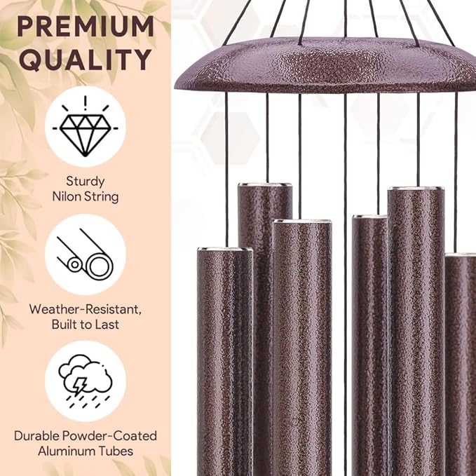 Sympathy Wind Chimes, Personalized Wind Chime for Loss of Loved Father/Mother/Lover, Commemorative Sympathy Bereavement Condolences Gifts for Funeral (36inch)