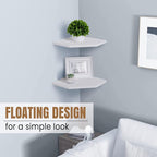 Corner Shelf Wall Mount, Floating Corner Shelves, Set of 4 Corner Wall Shelf Organizer, Rustic Wood Wall Storage Display Shelves for Living Room Bedroom Bathroom Kitchen, Rustic White
