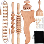 6 Pcs Wood Therapy Massage Tools, Meifuly Professional Complete Maderotherapia Wooden Massager Kit for Body Shaping, Lymphatic Drainage, Muscle Pain Relief, Anti-Cellulite (with Storage Bag)