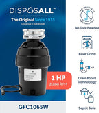 GE GFC1065W Disposer, Black