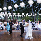 Paper Lanterns Decorative, White Hanging Round Chinese Lanterns with Lights for Wedding Anniversary Birthday Party 12 LED Light Pack of 12