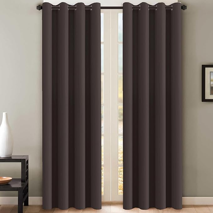 H.VERSAILTEX Thermal Insulated Blackout Curtains for Living Room 108 Inches Long, Window Treatment Grommet Top Extra Long Panels/Drapes for Bedroom (52-inch by 108-inch, Chocolate Brown, Set of 2)