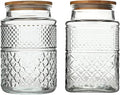 Large Glass Storage Jar, 2 Pack 60 FL OZ Glass Food Storage Containers with Bamboo Lid, Kitchen Containers Cereal Canisters Decorative Jar for Candy Snack Cookies Coffee Tea Nuts Airtight Glass Jars
