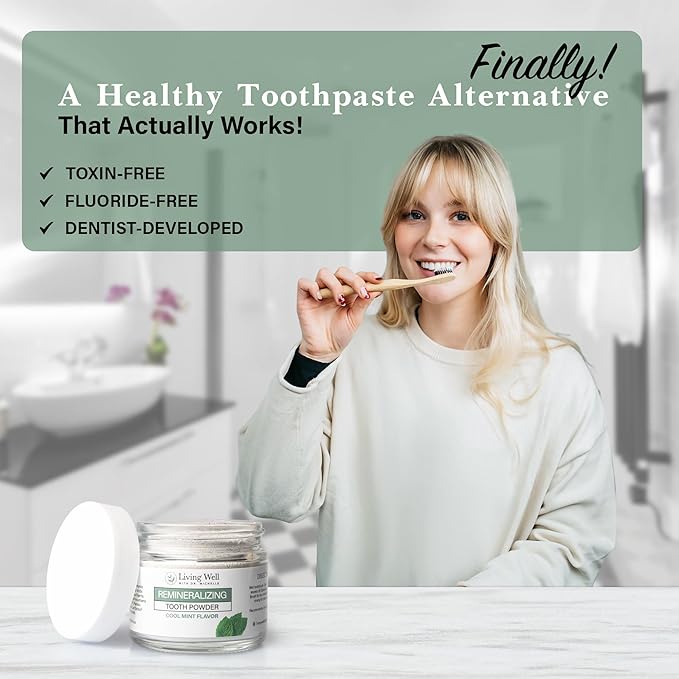 Remineralizing Tooth Powder | Fluoride-Free Hydroxyapatite Formula | Supports Enamel Strength & Oral Wellness | Safe, Clean Ingredients | Cool Mint Flavor