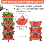 Vertical Planter 5 Tier Stackable Planters Garden Planters Strawberry Herb Flower and Vegetable Planter Indoor Outdoor Gardening Pots with Removable Wheels and Tools