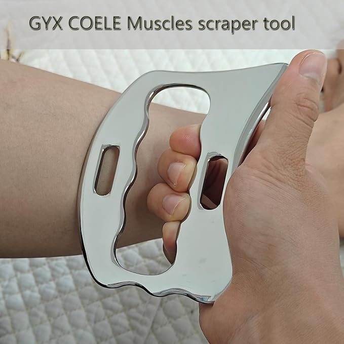4 in 1 Stainless Steel Muscle Scraper Tool Set, Gua Sha Massage Scraper Scraping Tool Physical Therapy Massage Tools with Storage Case