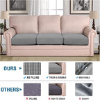 H.VERSAILTEX Super Stretch Individual Seat Cushion Covers - Sofa & Couch Cushion Slipcover Sets - Thick Jacquard Textured Twill Fabric (3 Piece XL, Dove)