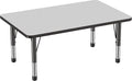 FDP Rectangle Activity School and Classroom Kids Table (30 x 48 inch), Chunky Toddler Legs, Adjustable Height 15-24 inches - Gray Top and Black Edge