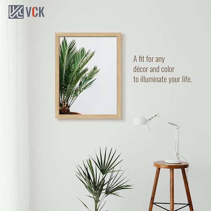 VCK 18x24 Oak Wood Frame for Poster & Picture, Natural Solid Wood Photo Frames 3 Pack, Wall Mounting Hanging