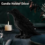 Gothic Home Decor Fake Crow Light Holder Halloween Decorations Indoor Raven Lamp Tealight Candle Holder Resin Statue Black