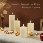 LUSHABOR Flameless Candles, 4 Pack Battery Operated Candles with Remote, Real Wax LED Fake Candles with Timer Flickering for Christmas Wedding Home Party D3 H 5" 6" 7" 9" Ivory