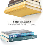 Floating Invisible Bookshelf Wall Mounted (Set of 4) - Aluminum - Turn Books into Floating Shelves