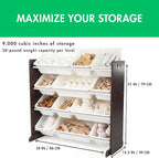 Humble Crew Kids Toy Storage Organizer with 12 Plastic Bins, Espresso/White – Removable Bins for Playroom, Bedroom, Toddler Furniture for Boys and Girls Ages