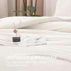 Litanika Ivory Comforter Set Full Size, 3 Pieces Lightweight Solid Bedding Comforter Set, All Season Fluffy Bed Set (79x90In Comforter & 2 Pillowcases)