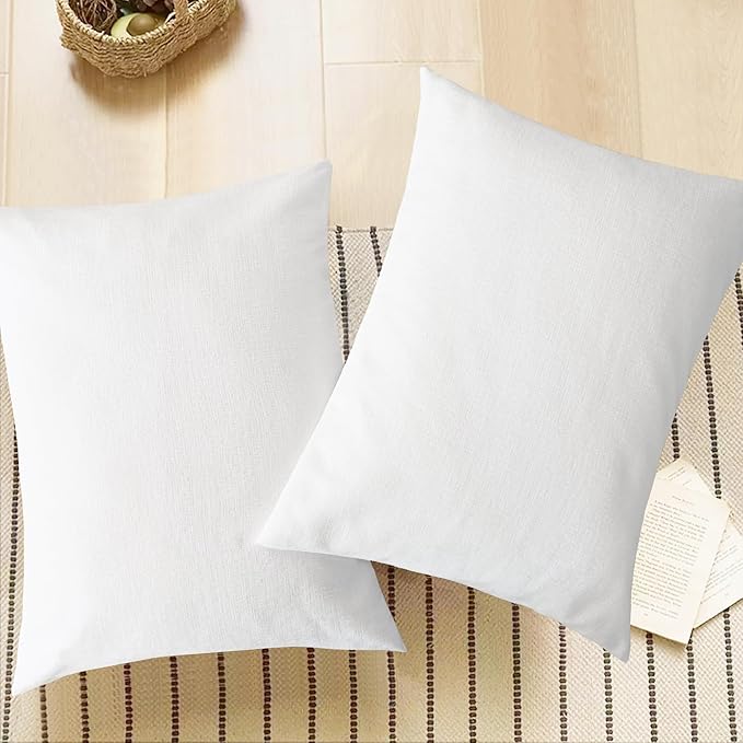 CaliTime Throw Pillow Covers Decorative 20 X 26 Inches Pack of 2 Cozy Chenille Standard Pillow Shams Cases for Couch Sofa Bed Living Room Home True White