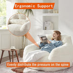 Bean Bag Chair for Adults with Pillow,Oversized Bean Bag Couch Chairs for Adults,Giant Lazy Couch Sofa Chairs with Filler,Large Reading Chair for Living Room Bedroom,White