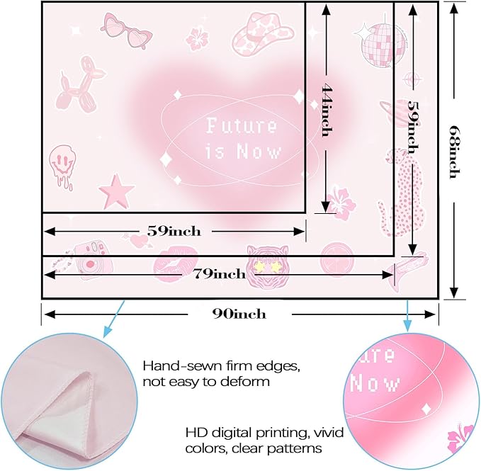 Lunerfex Y2K Tapestry Pink Wall Tapestry, Cute Tapestries for Bedroom Funny Tapestries Wall Hanging for Bedroom Living Room Decor Pink-4 44"x60"