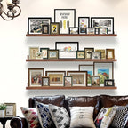 AZSKY 48 Inch Long Floating Shelves Wall Mounted Light Walnut Narrow Photo Picture Ledge Shelves Set of 3 Nursery Book Shelves Photo Frames Display Shelves Kitchen Spice Rack