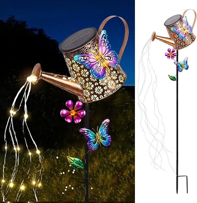 Solar Watering Can with Lights Outdoor Garden,Waterproof Garden Stake Lights Decoration for Yard Lawn Patio Pathway Front Porch Landscape Gardening Gifts for Mom Grandma Women Birthday Gift