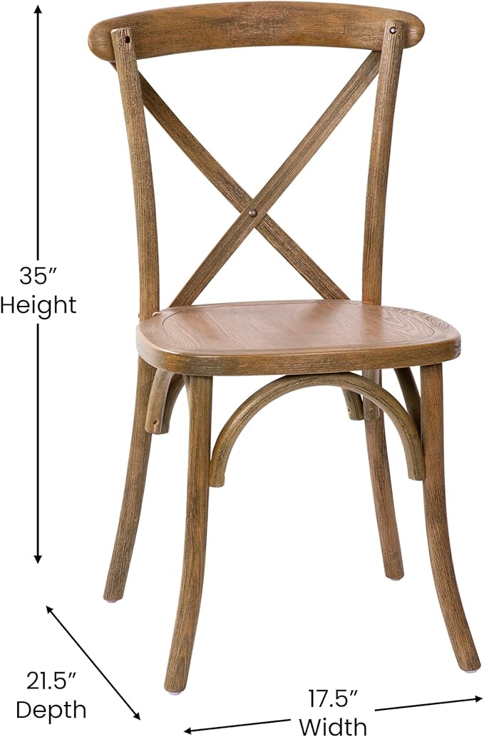 EMMA + OLIVER 2-Pack Hand Scraped Dark Natural X-Back Chair