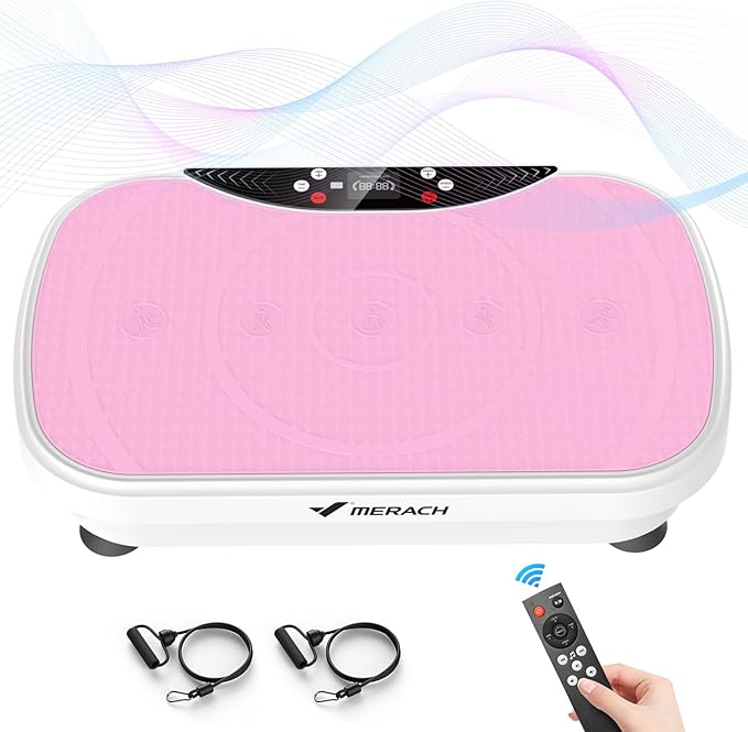 MERACH Vibration Plate Exercise Machine, Vibration Plate for Lymphatic Drainage Weight Loss, Vibrating Plate Exercise Machine with Bluetooth and LED Display, Workout Equipment for Women Men Home