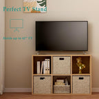 6-Cube Storage Shelf Bookcase - Wooden 3-Tier Floor Standing Open Bookshelf for Home and Office, Display Cabinet, Oak