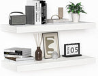 Floating Shelves - 24 Inch Rustic Wooden Wall Shelves - Extra Deeper & Thicker Wall Mounted Storage Shelf for Living Room, Kitchen, Farmhouse - 24" W x 9" D x 1.6" H - Rustic White, 2 Pack