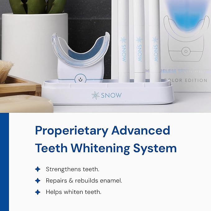 Snow Teeth Whitening Kit - Snow Teeth Whitening Serum and LED Mouthpiece Whitener, Formulated with Hydroxyapatite, Good for 2 Months - Wired Kit with 1 Wand